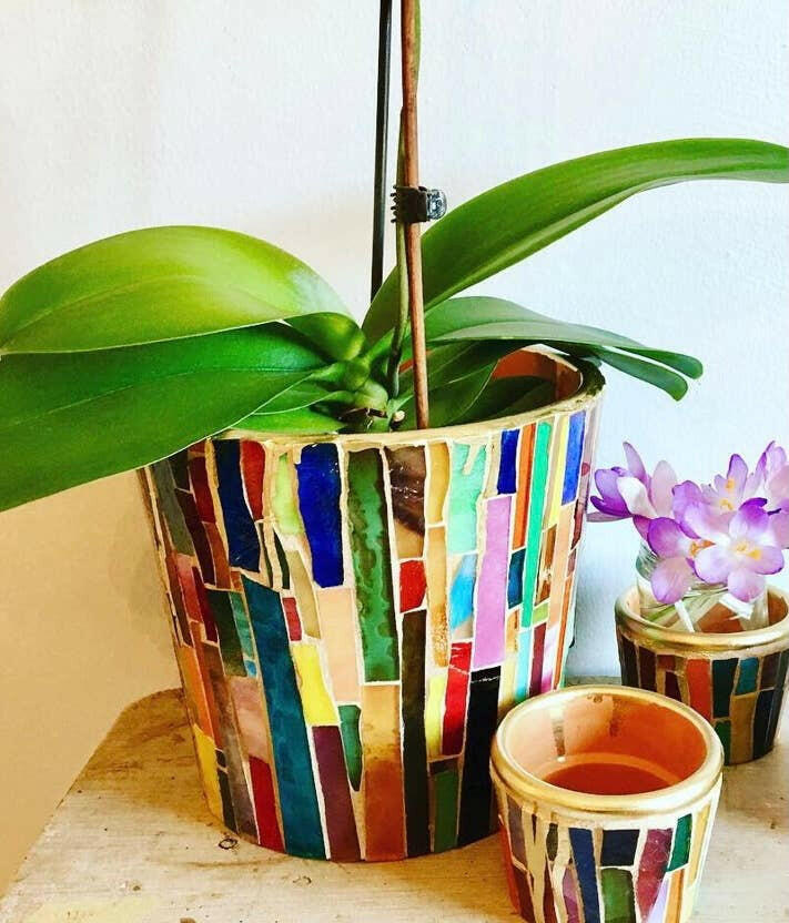 mosaic succulent pot 8” Planter ~ Mosaic Arte