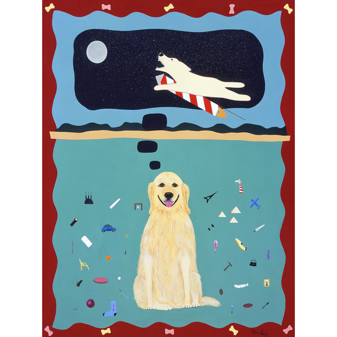 Golden Retriever "A Golden Retriever's Fantasy" Whimsical Limited Edition Print