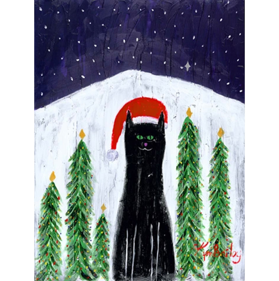 Santa Cat Whimsical Limited Edition Print