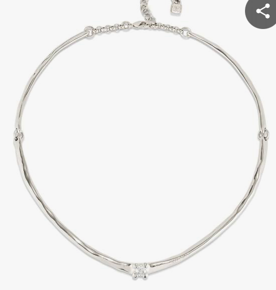 Silver necklace on a white background