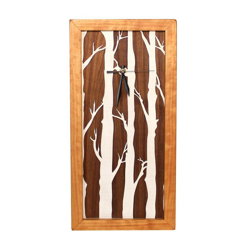 Birches White Cherry/Walnut Tall Wood Box Clock