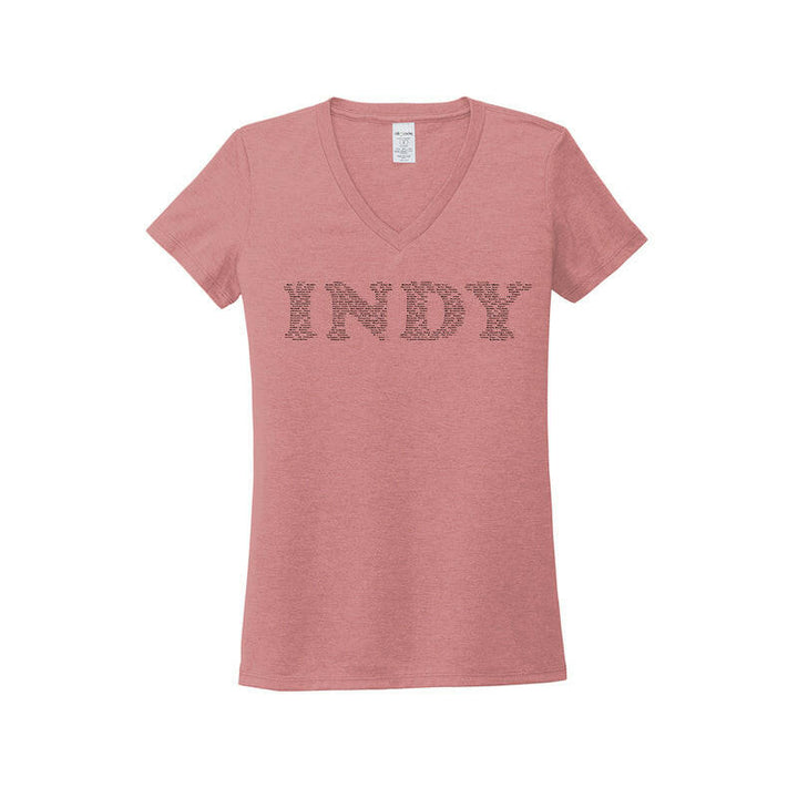 Indy Neighborhoods Compact Women's V-neck Eco Tri-blend T-shirt | Artisans.