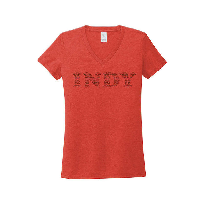 Indy Neighborhoods Compact Women's V-neck Eco Tri-blend T-shirt | Artisans.