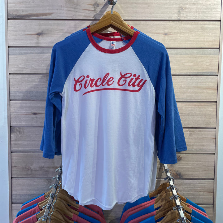 Circle City Unisex Tricolor Raglan Baseball T-shirt | Artisans.