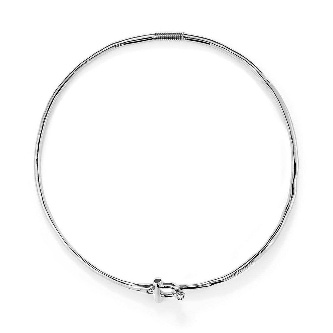 UNOde50 Ser Indomable Rigid Silver Necklace with White Topaz