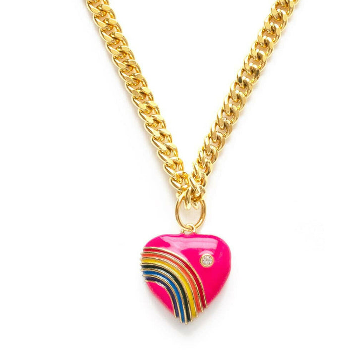 80's Rainbow Heart Necklace | Artisans.