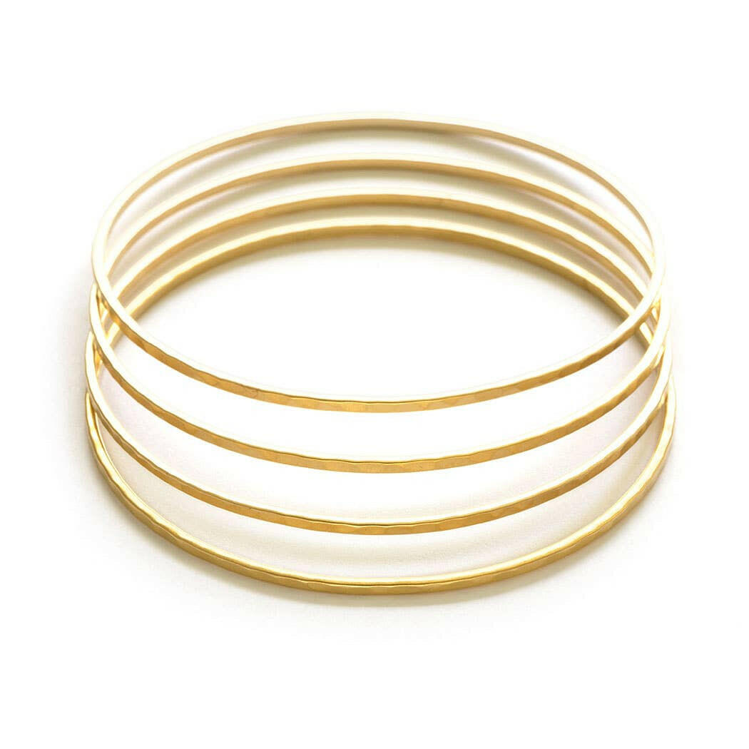 Gold Hammered Bangle Set | Artisans.
