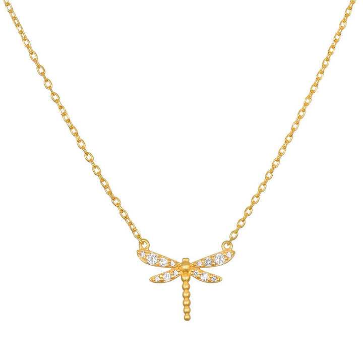 Transforming Spirit White Topaz Dragonfly Necklace 16"