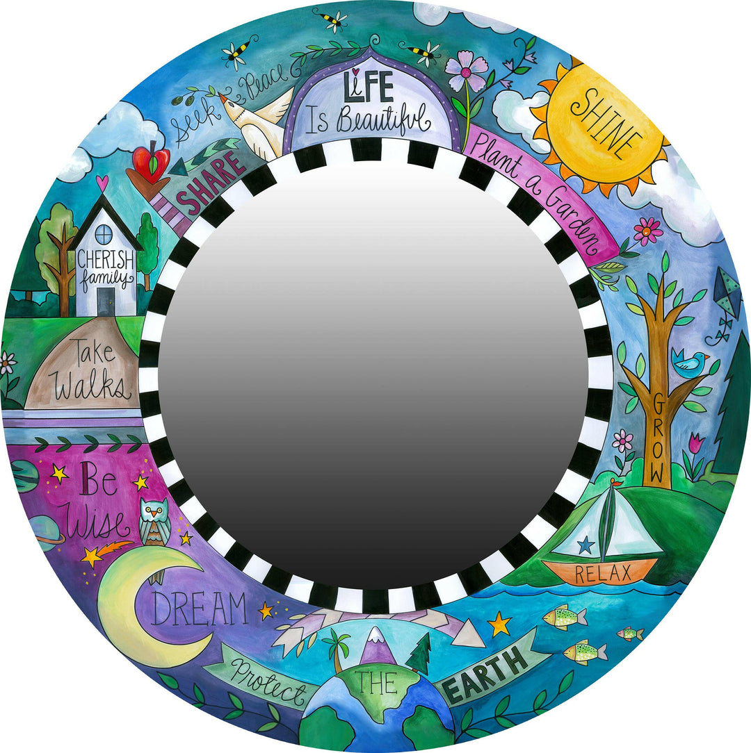 "How to Live Well" Circle Mirror | Artisans.
