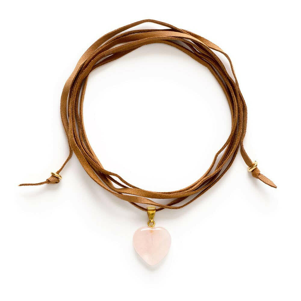 Rose Quartz Heart Wrap Choker | Artisans.
