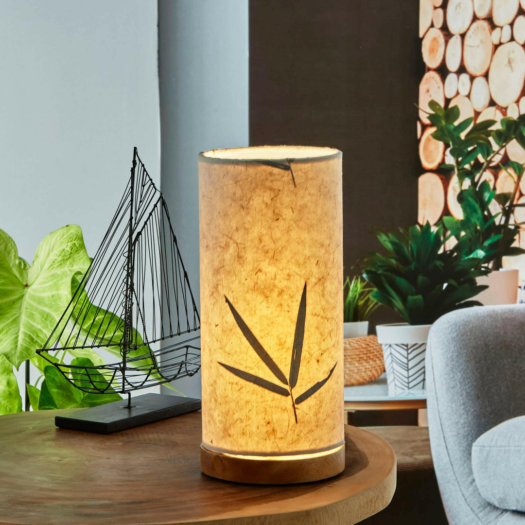 Paper Cylinder Table Lamp Natural, Handmade Paper Shade | Artisans.