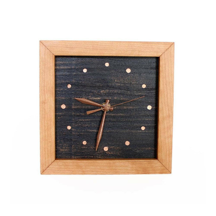Distressed Black with Copper Tacks Box Clock