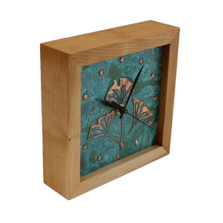Ginkgo Copper Patina Box Clock