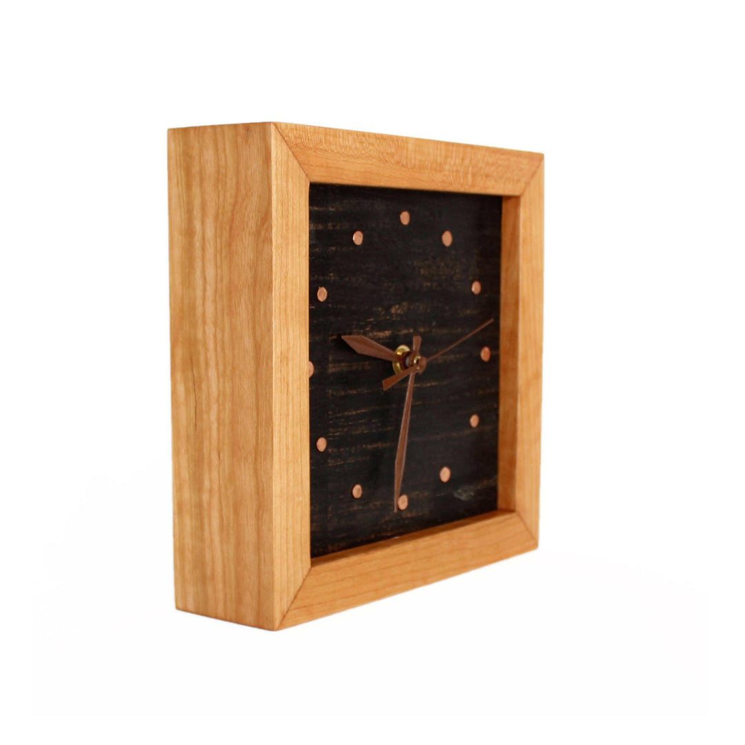 Distressed Black with Copper Tacks Box Clock