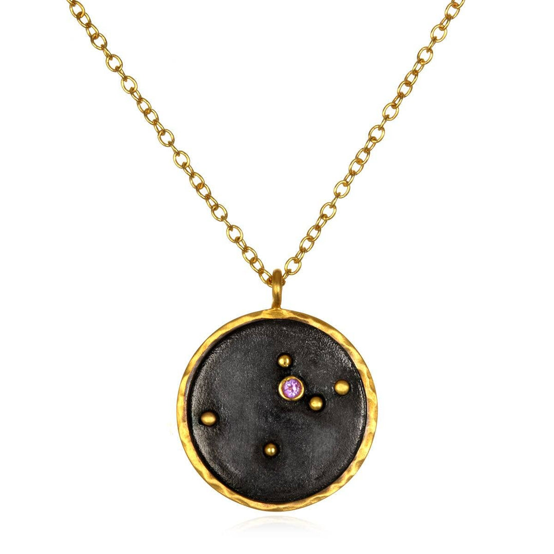 Gunmetal Zodiac Constellation Necklace 18" - SOLD INDIVIDUAL
