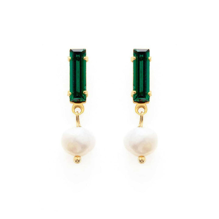 Baguette Crystal with Pearl Stud Earrings | Artisans.
