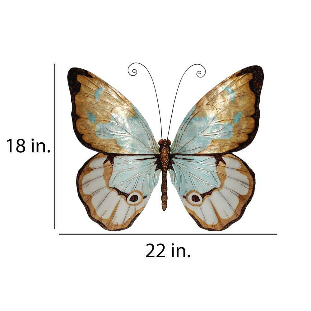 Butterfly Wall Decor Copper With Aqua Large | Artisans.