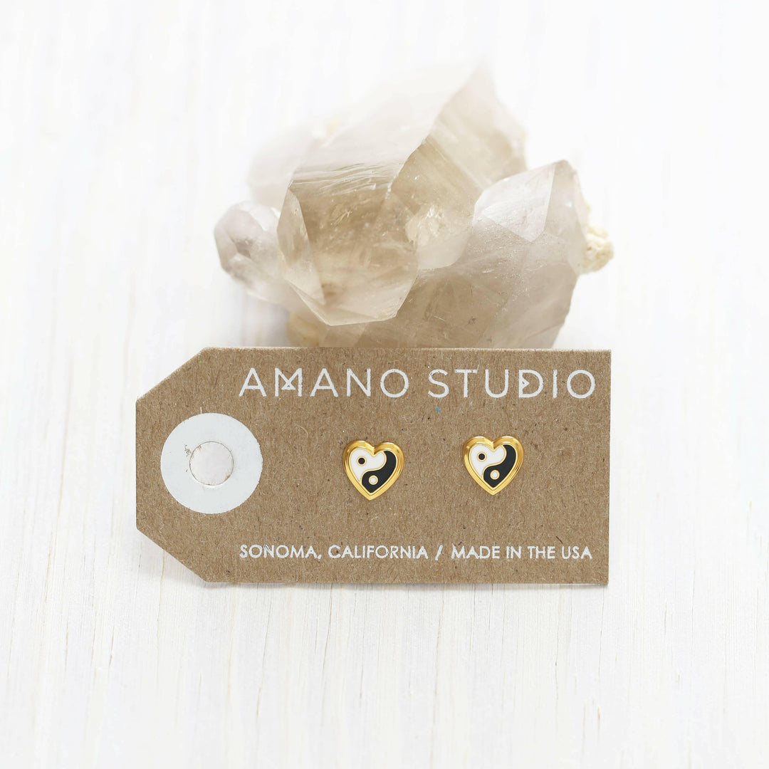 Yin Yang Heart Stud Earrings | Artisans.