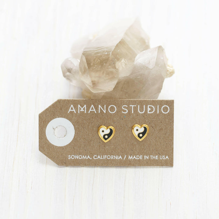 Yin Yang Heart Stud Earrings | Artisans.