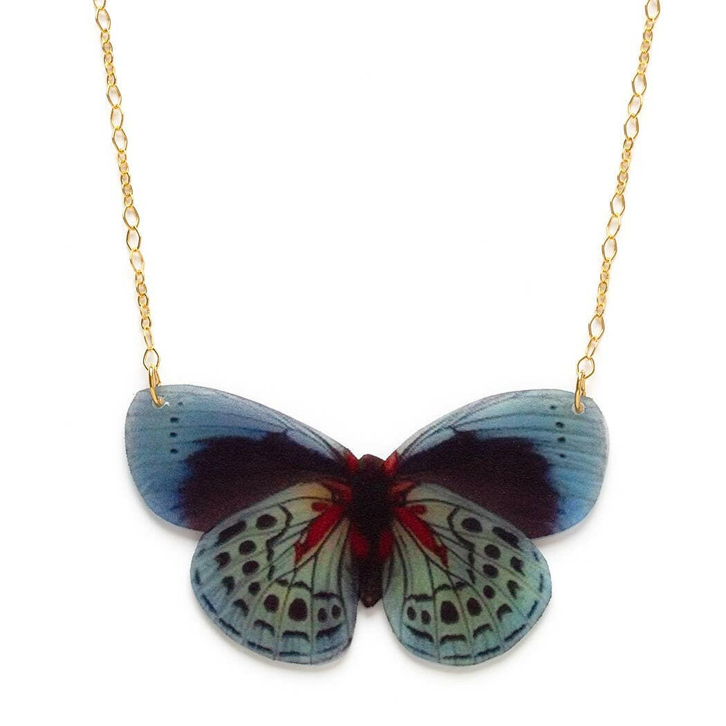 Blue Pansy Butterfly Necklace | Artisans.