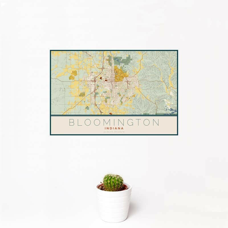 Bloomington IN Map Print Woodblock | Artisans.