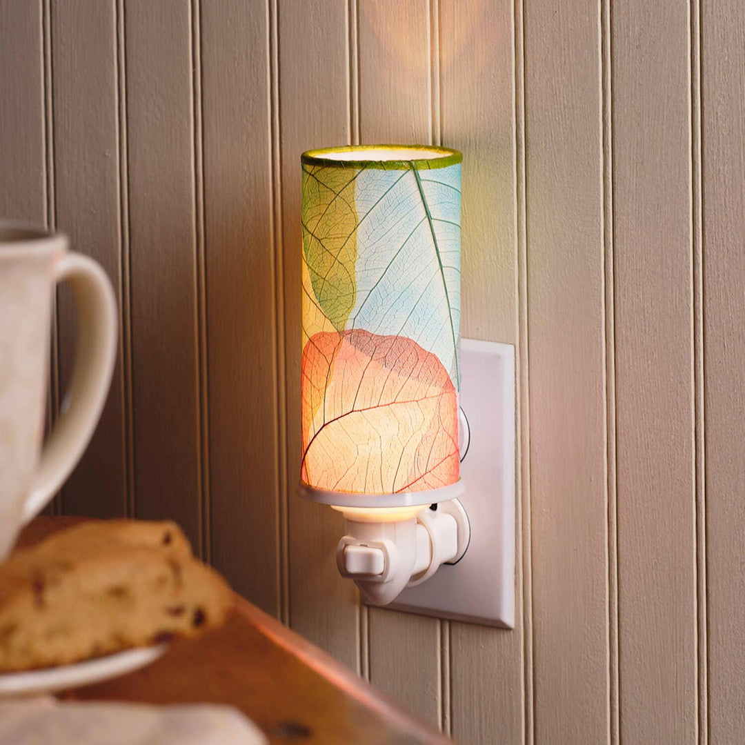 Cylinder Nightlight Multi Color, Shade Made of Cocoa Leaves | Artisans.