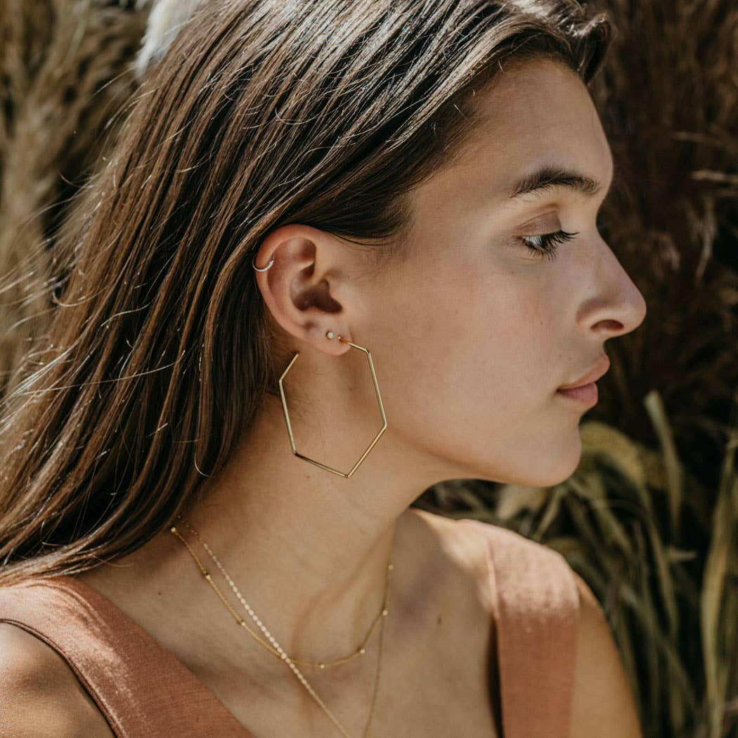 Jumbo Hexagon Hoop Earrings | Artisans.