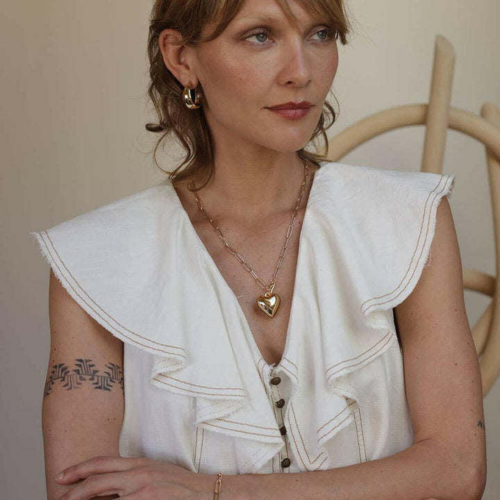 Puffed Heart on Toggle Chain Necklace | Artisans.