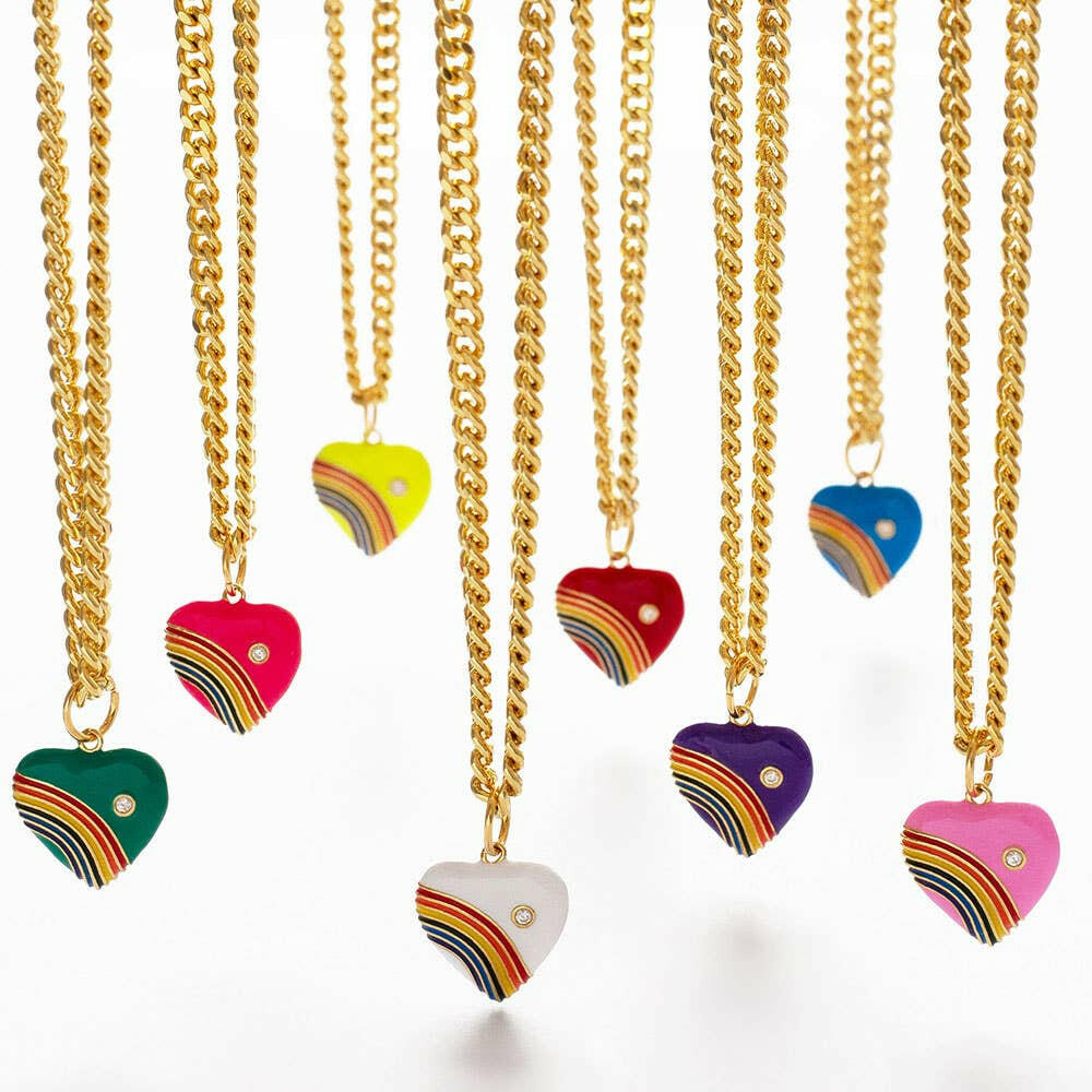 80's Rainbow Heart Necklace | Artisans.