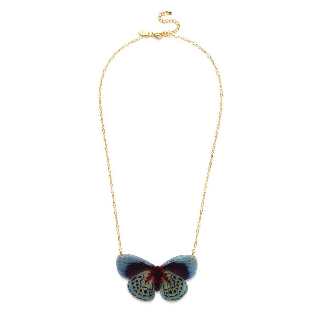 Blue Pansy Butterfly Necklace | Artisans.