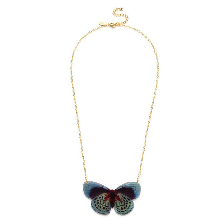 Blue Pansy Butterfly Necklace | Artisans.