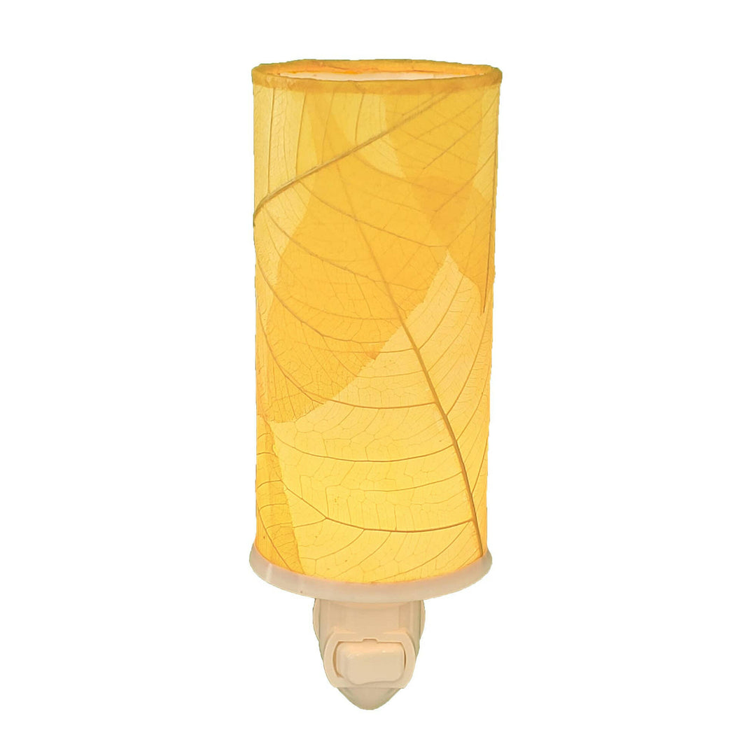 Cylinder Nightlight Yellow, Shade Made of Cocoa Leaves | Artisans.