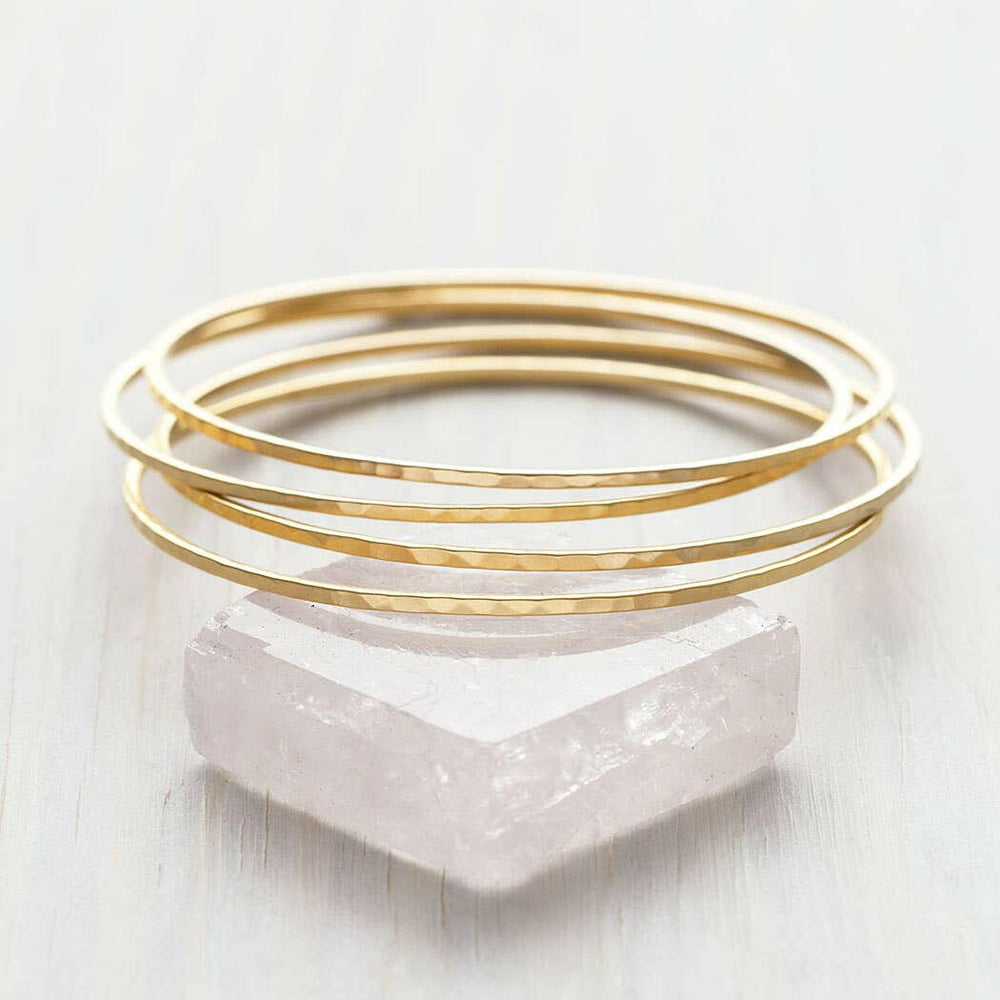 Gold Hammered Bangle Set | Artisans.