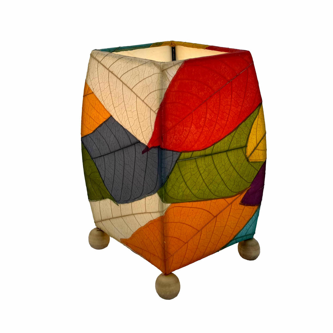 Mini Square Cocoa Leaf Lamp Multi Color, Shade Real Leaves | Artisans.