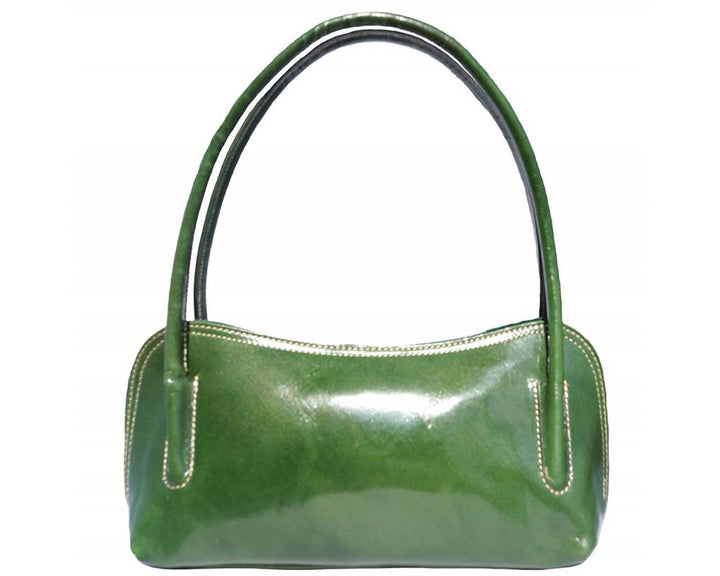 Green handbag with a white background