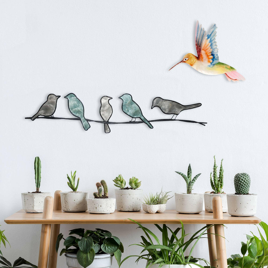 Hummingbird Wall Decor White Red And Blue | Artisans.