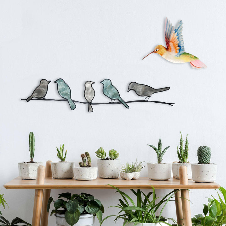 Hummingbird Wall Decor White Red And Blue | Artisans.