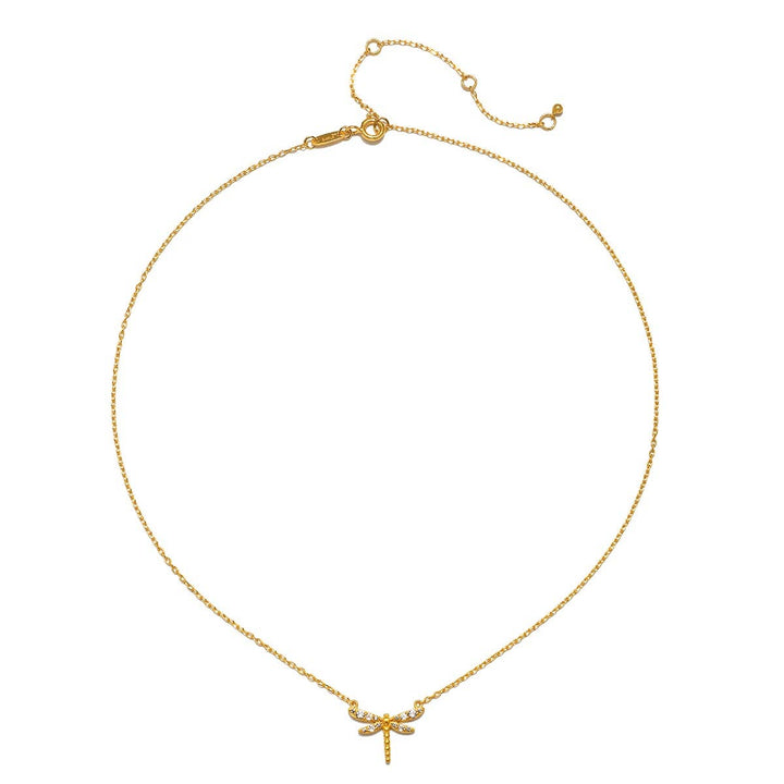 Transforming Spirit White Topaz Dragonfly Necklace 16"