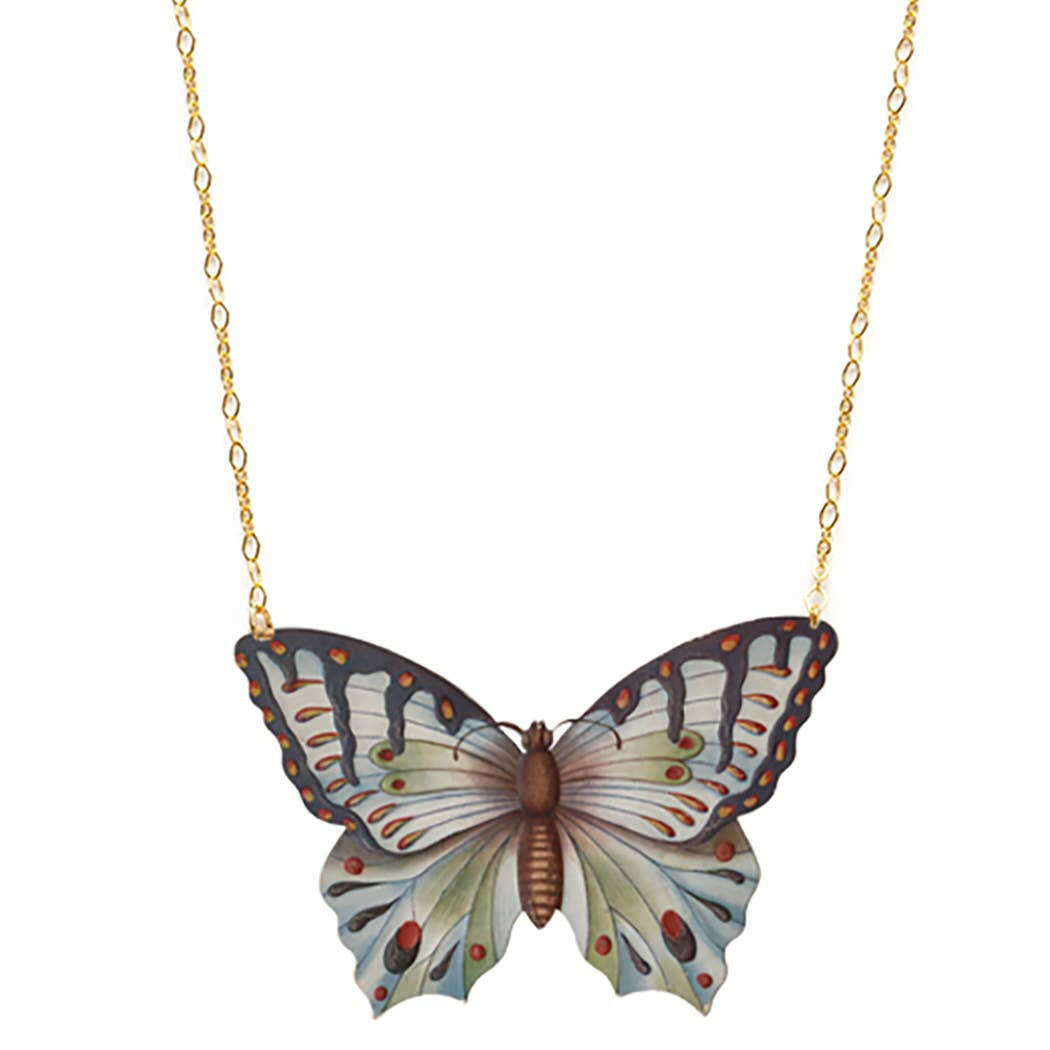 Lilac Gray Butterfly Necklace | Artisans.