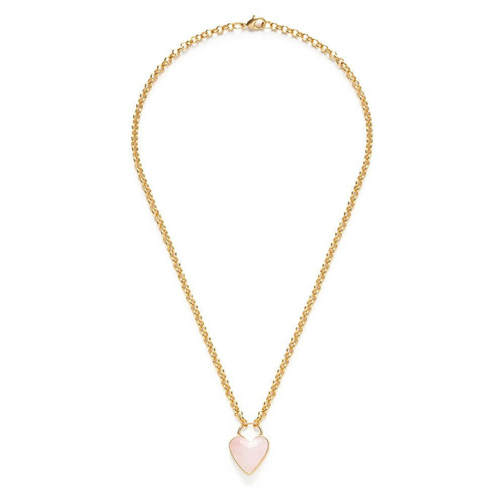 Gemstone Heart Pendant Chunky Chain