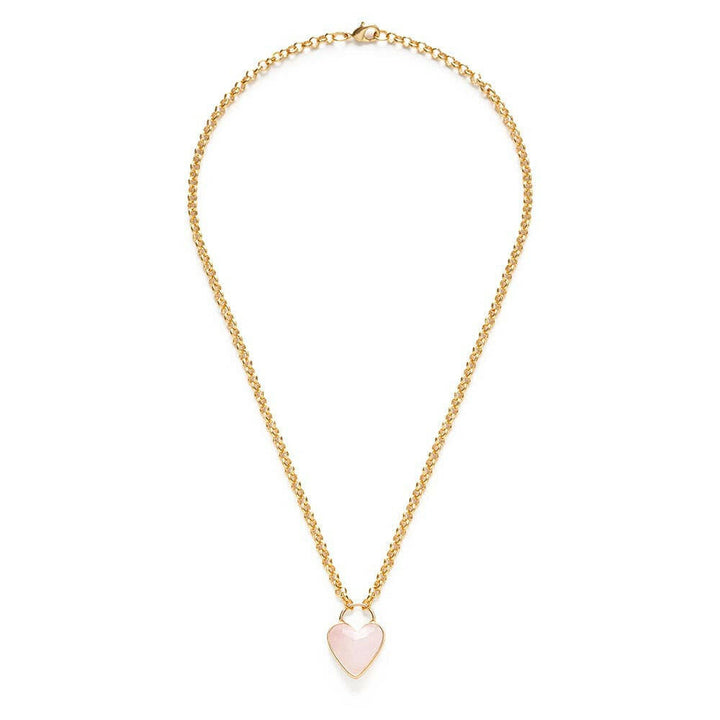 Gemstone Heart Pendant Chunky Chain