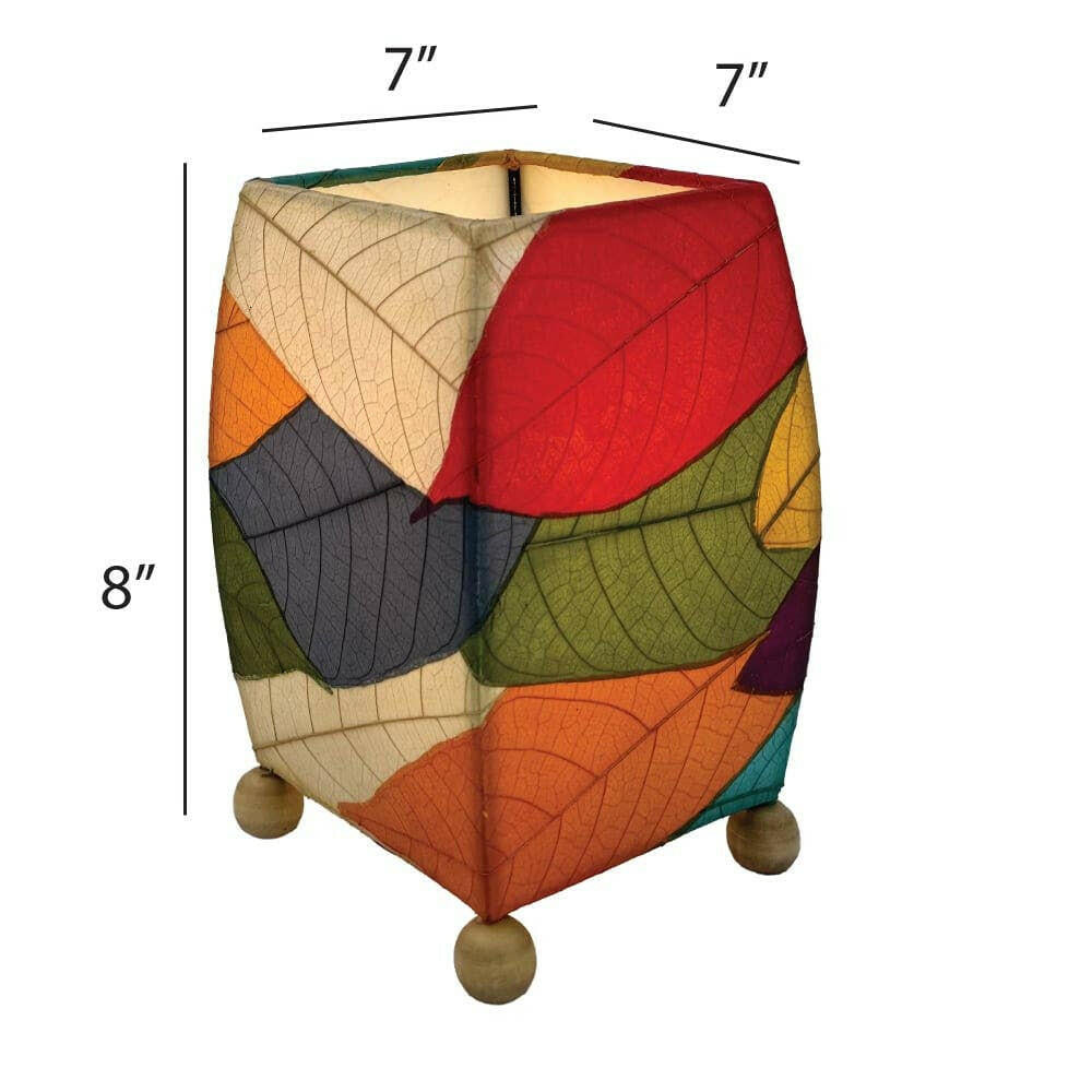 Mini Square Cocoa Leaf Lamp Multi Color, Shade Real Leaves | Artisans.