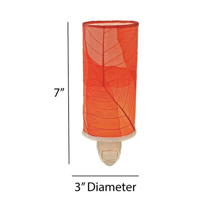 Cylinder Nightlight Red, Shade Made of Cocoa Leaves | Artisans.