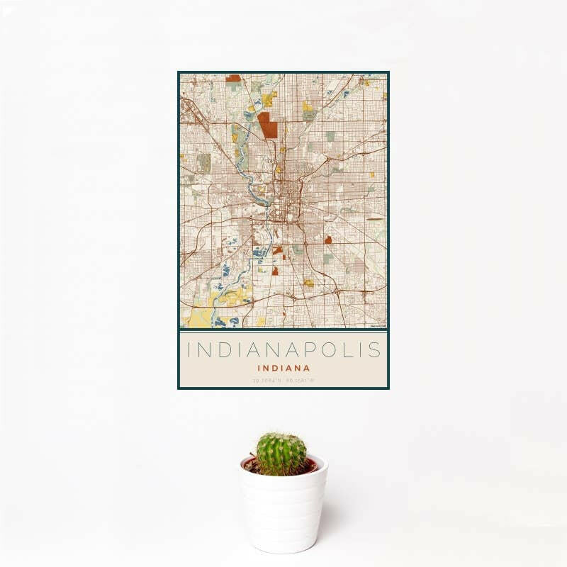 Indianapolis IN Map Print Woodblock | Artisans.