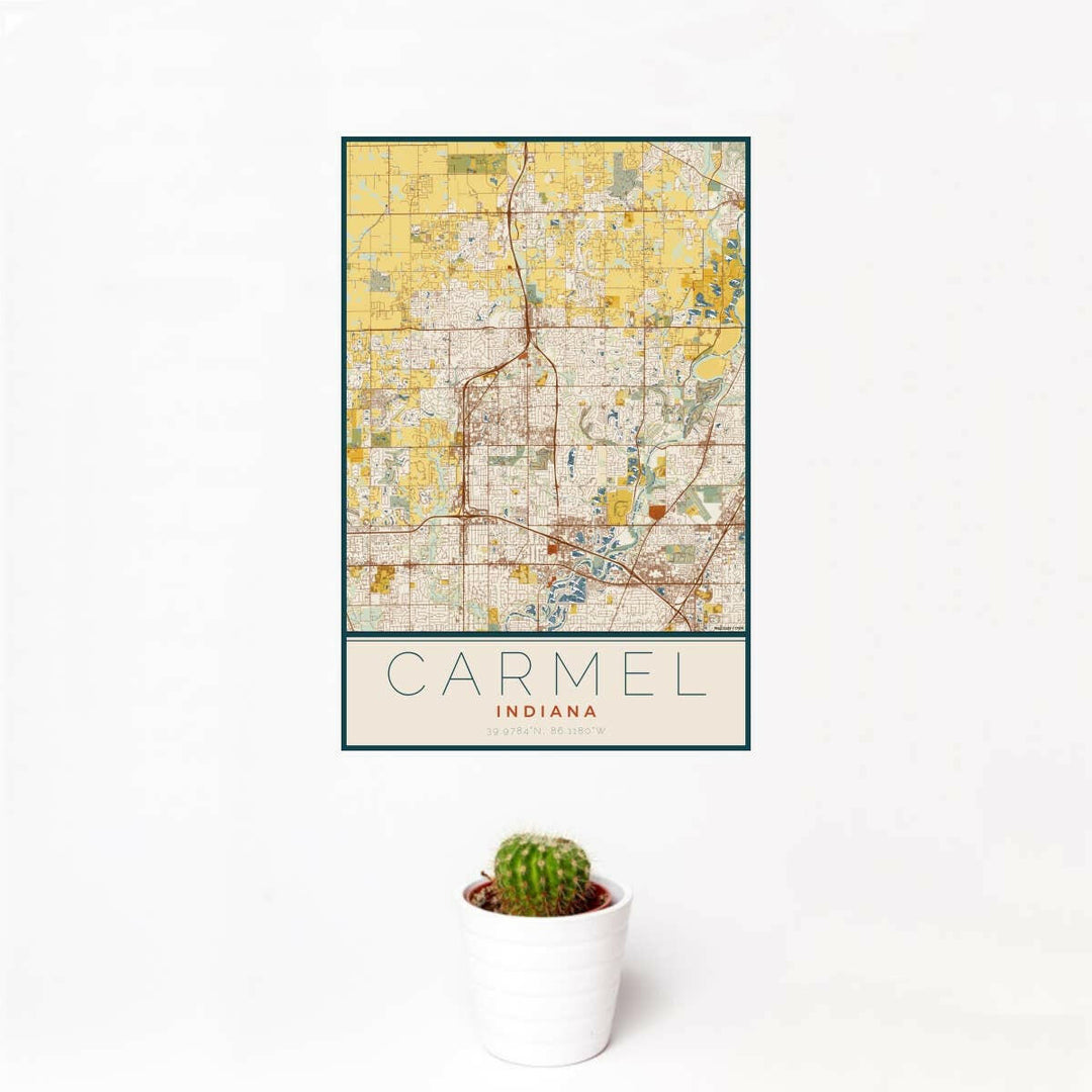 Carmel IN Map Print Woodblock | Artisans.