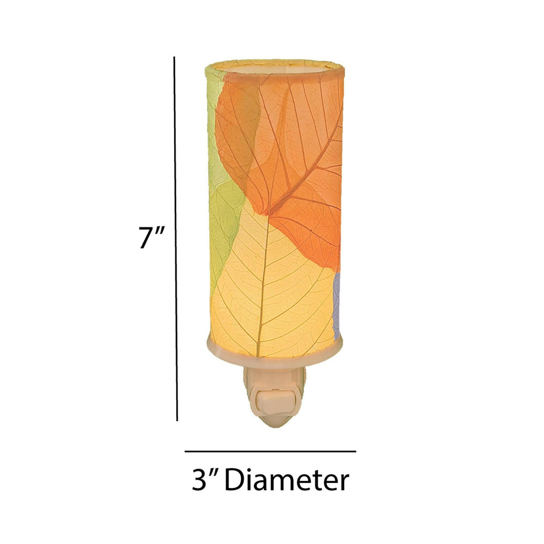 Cylinder Nightlight Multi Color, Shade Made of Cocoa Leaves | Artisans.