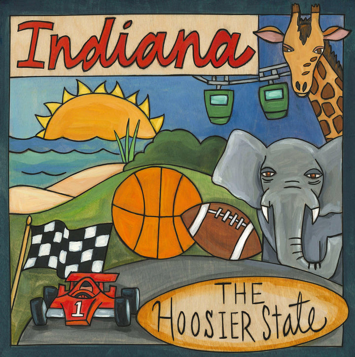 "Hoosier Time" | Indiana Wall Plaque - 9x9 | Artisans.