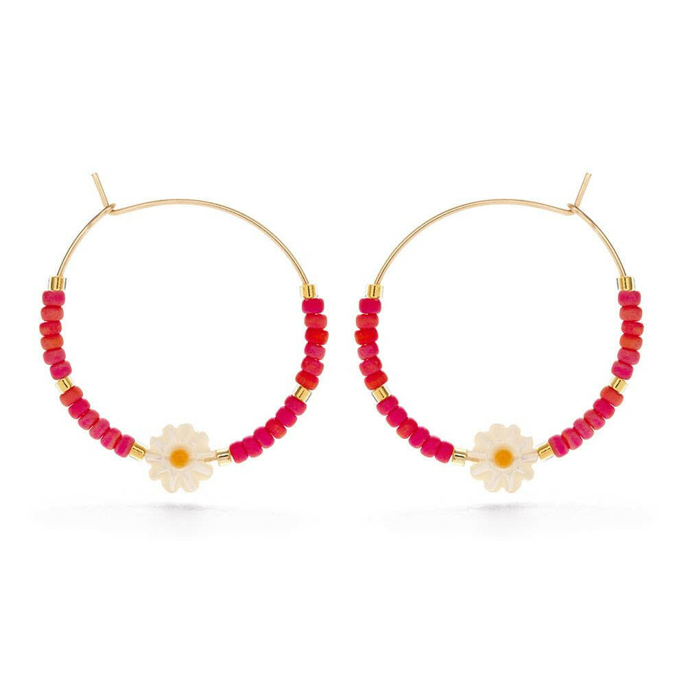 Daisy Bead Hoop Earrings | Artisans.