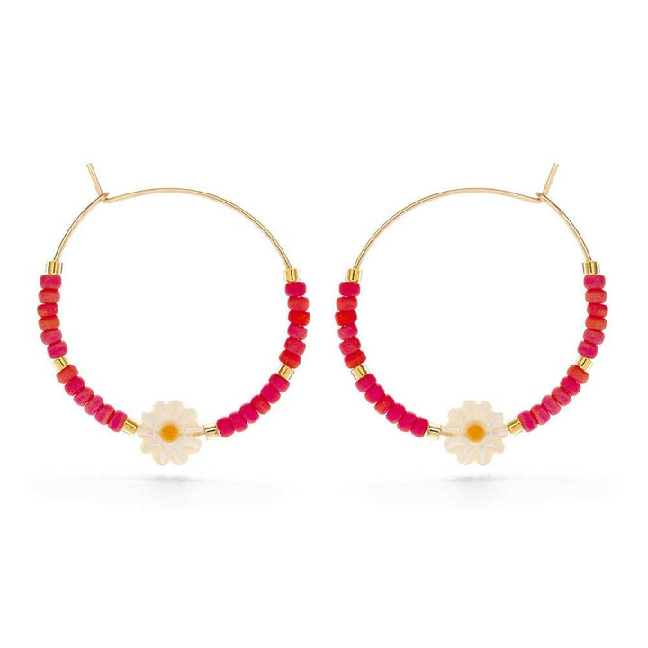 Daisy Bead Hoop Earrings | Artisans.