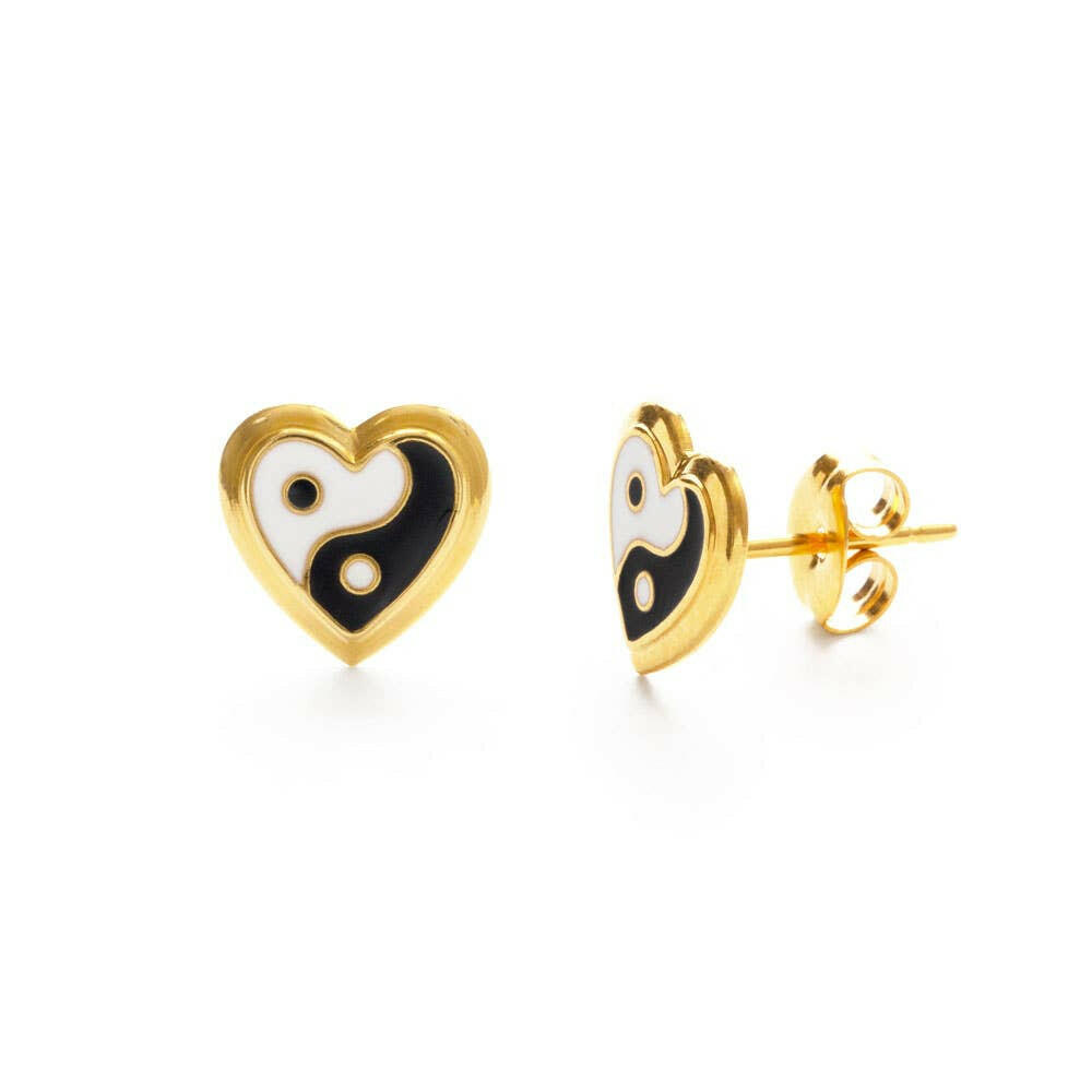 Yin Yang Heart Stud Earrings | Artisans.